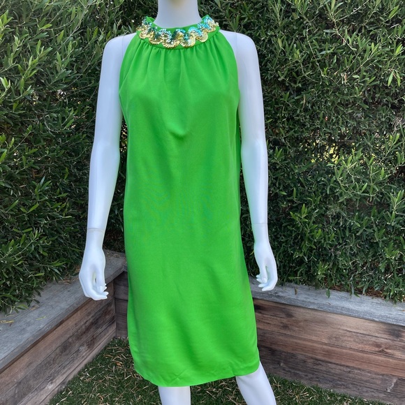 Vintage Young Edwardian By Arpeja Green Tank Cocktail Dress - Picture 1 of 9